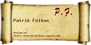 Patrik Folkus névjegykártya